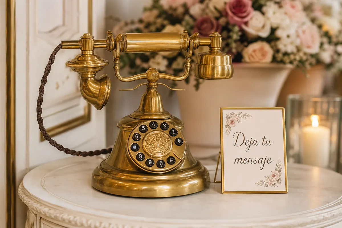 Teléfono de mensajes vintage en boda